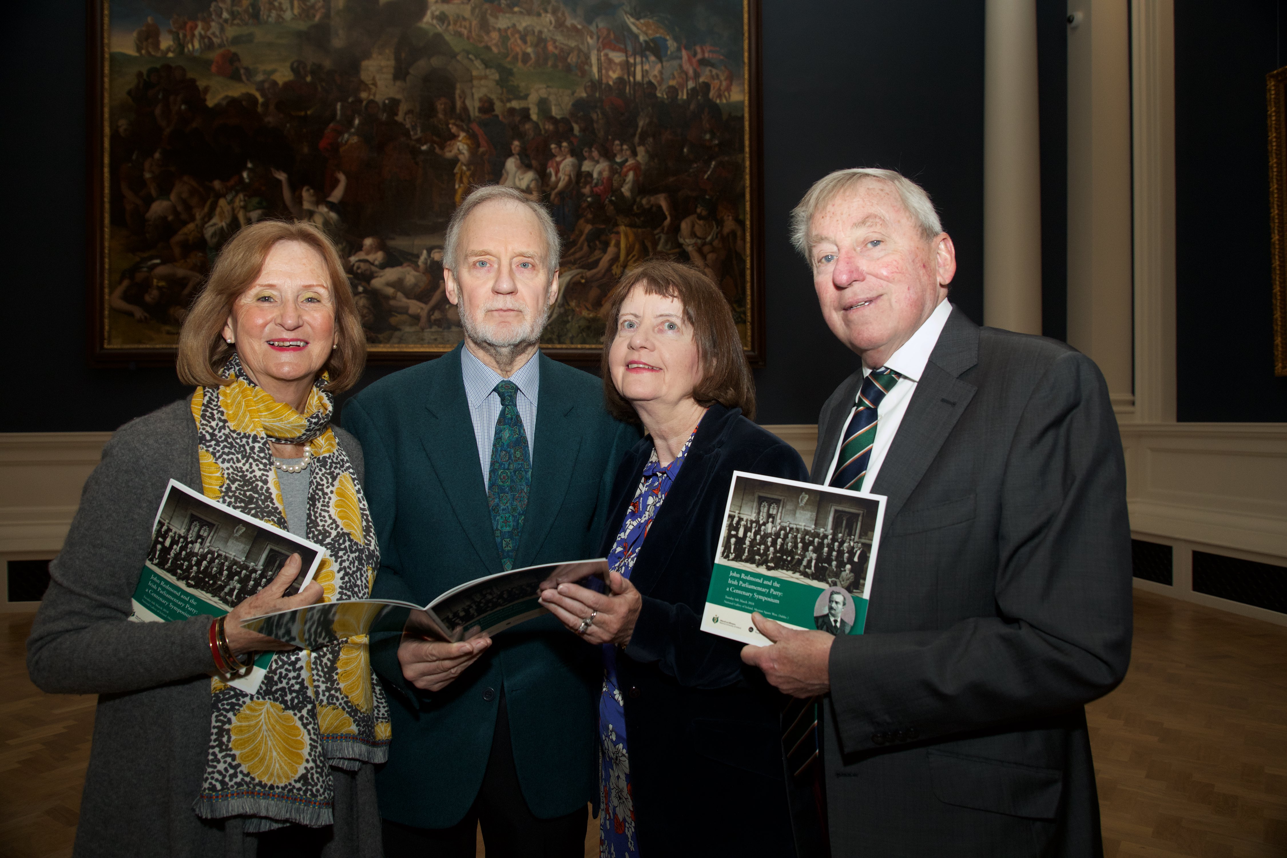 Barbara Lockyer, John Green and Mary Green, great-granchildren of John Redmond, pictured with Dr Maurice Manning, Chancellor of NUI.