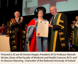 Mr Declan Magee Professor Hannah McGee and Dr Maurice Manning NUI Chancellor