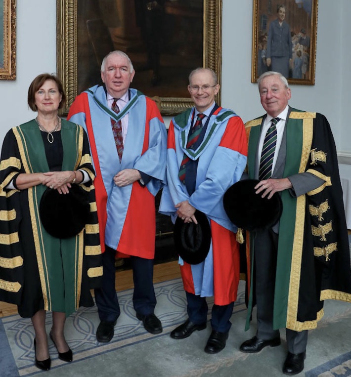 Left to right: Dr Attracta Halpin (NUI Registrar), Prof. Noel Gerrard McElvaney (RCSI), Prof. Hilary Humphreys (RCSI), Dr Maurice Manning (NUI Chancellor)